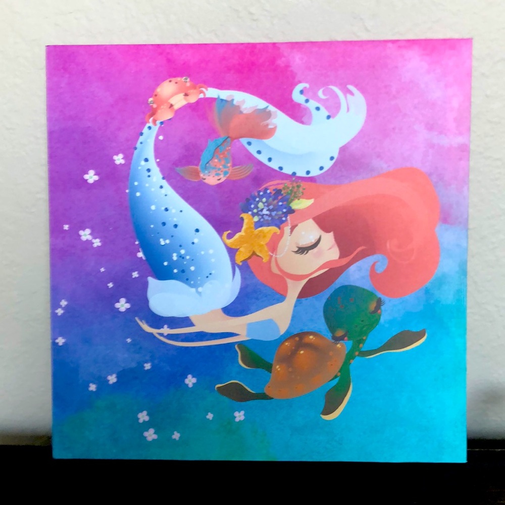 Mermaid with turtle fish and crab picture